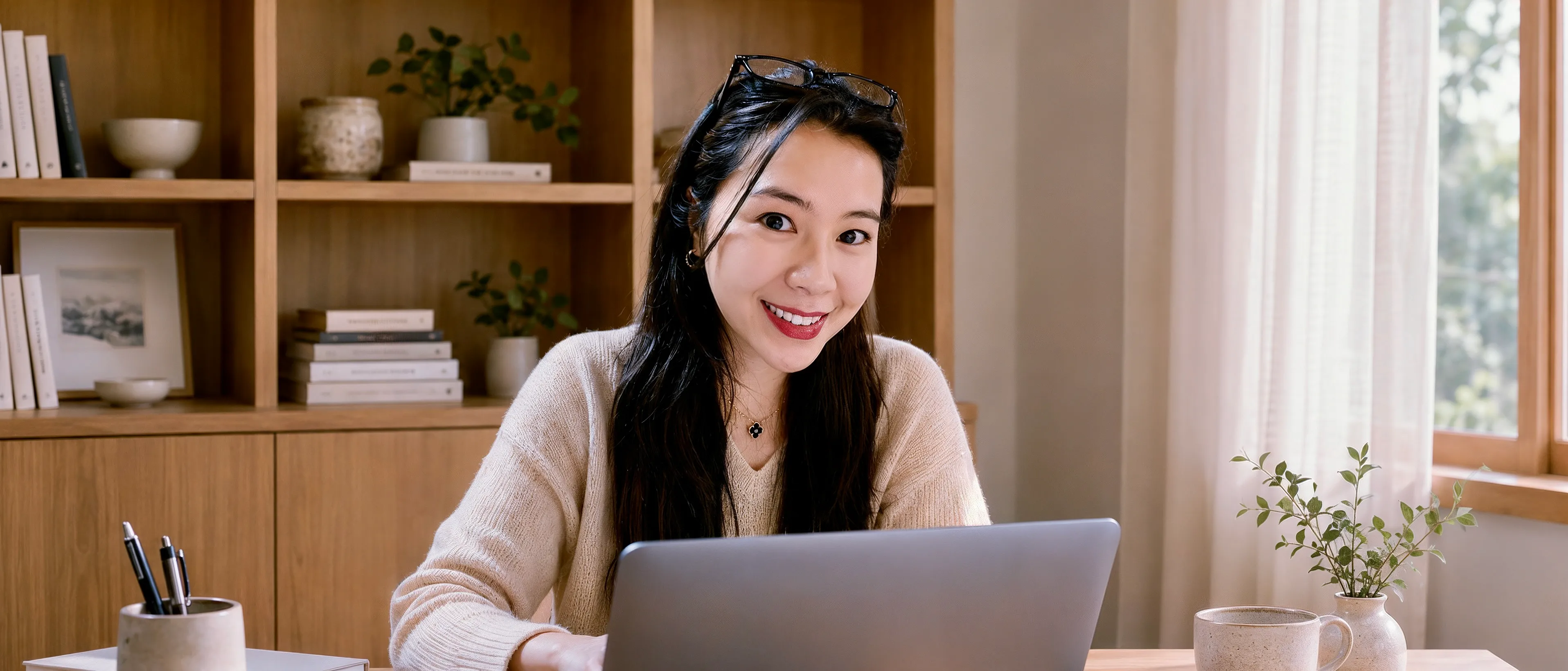 Ayn, Founder of Cometafy, seated with the COMET Method report